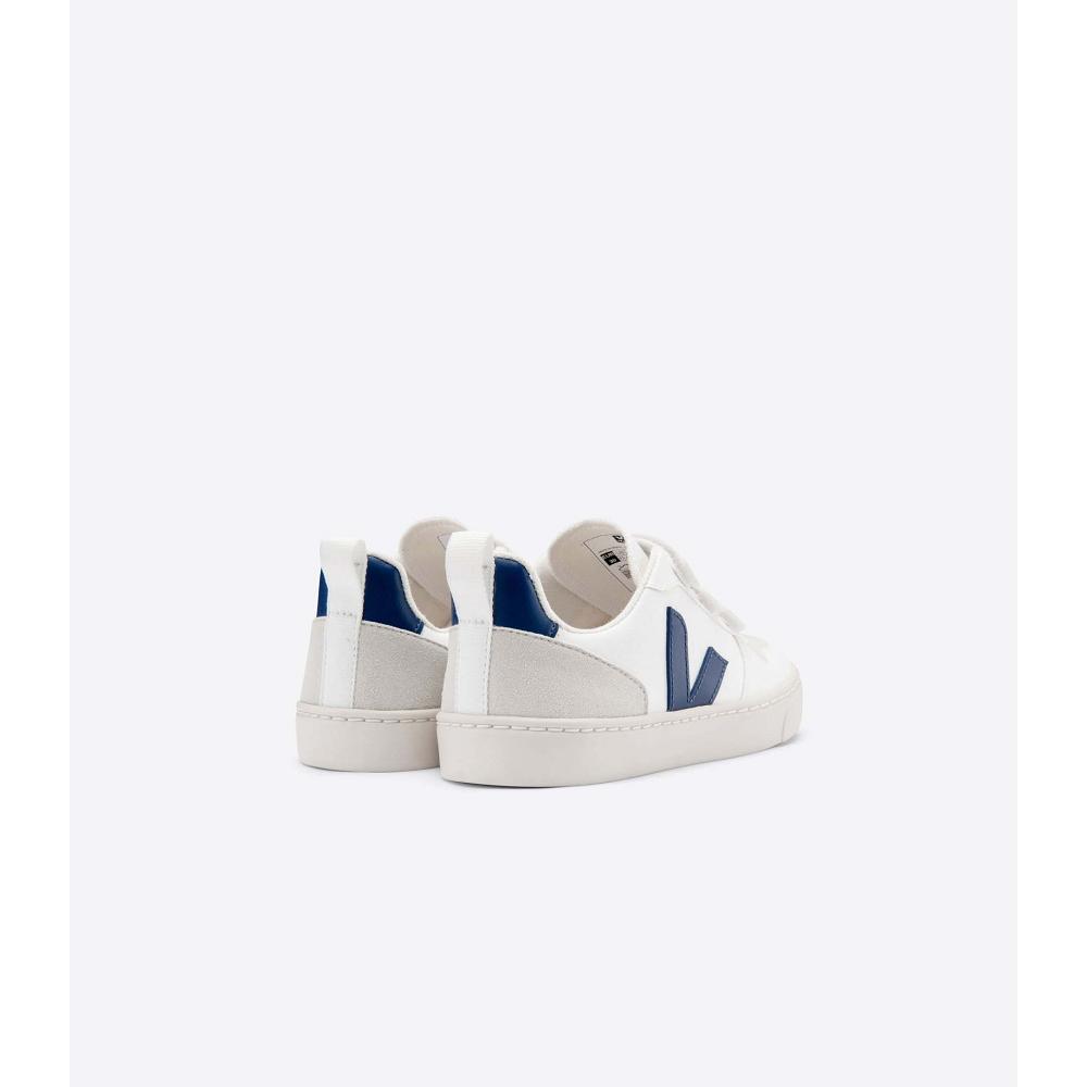 Veja V-10 CWL Kids' Shoes White/Navy | NZ 774LIS